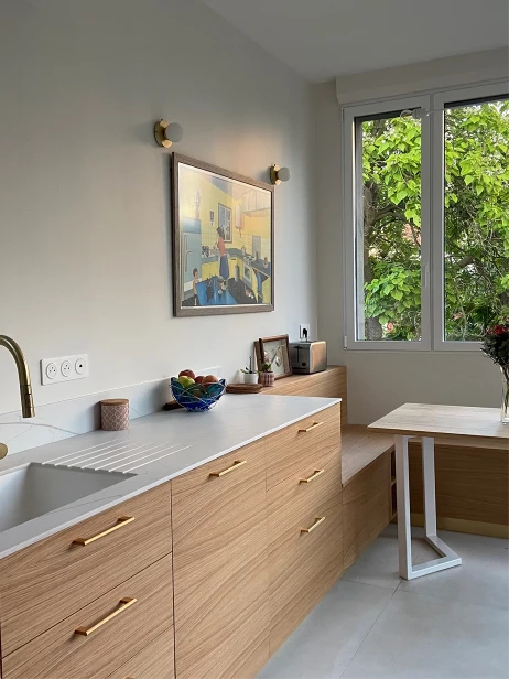 Création d'une cuisine aménagée sur mesure bois menuiserie en vendée